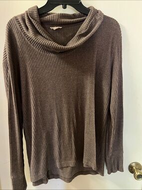 Jane and Delancey Women's Ribbed Crewneck Sweater in Brown